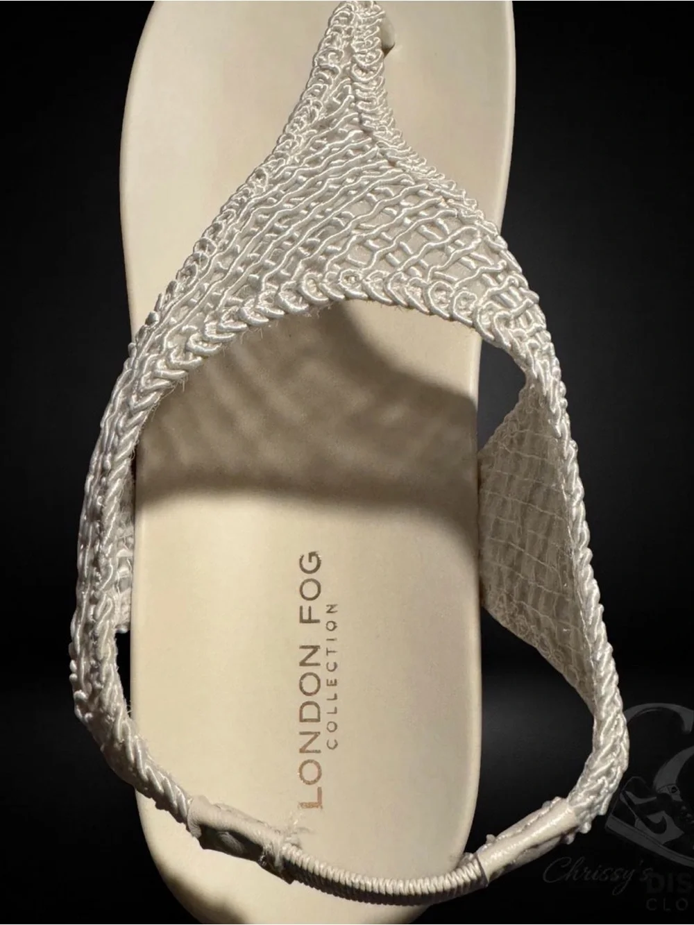 London Fog Women's Cream Braided Slingback Thong Sandals